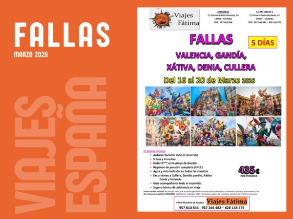 Fallas – 16 al 10 de marzo 2026