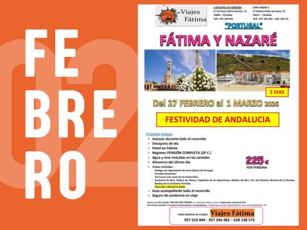 Fátima y Nazaré – 27 de febrero al 1 de marzo 2026