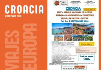 Croacia  – 3 al 8 de septiembre 2026