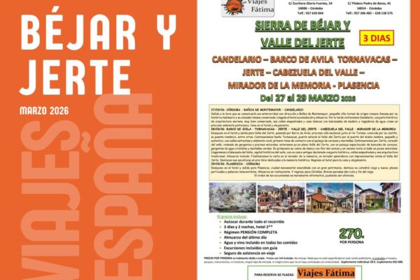 Sierra de Béjar y Valle del Jerte – 27 al 29 de marzo 2026