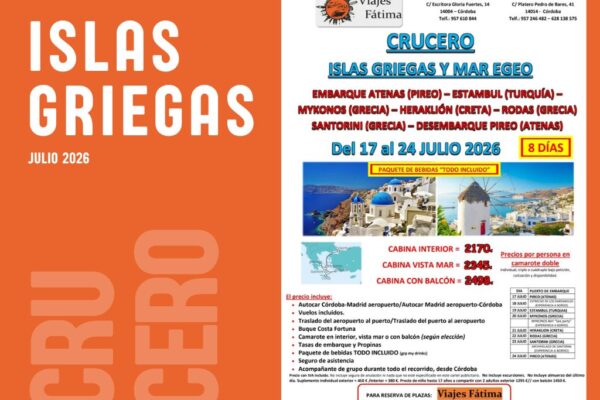 Islas Griegas – 17 al 24 de julio 2026