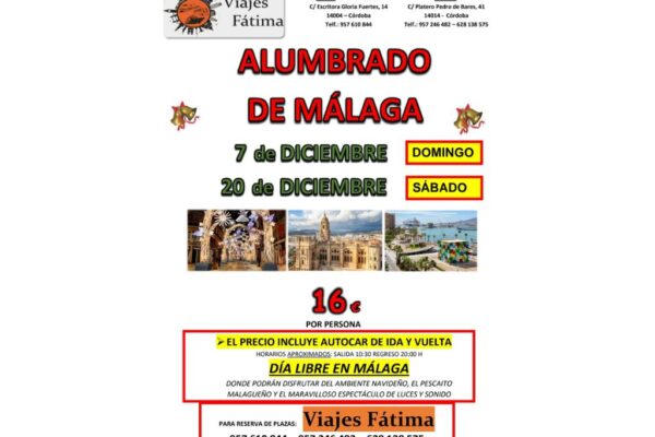 Málaga – Alumbrado Navideño – 7 y 20  de Diciembre