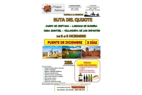Castilla La Mancha – Ruta del Quijote – 6 al 8 de Diciembre
