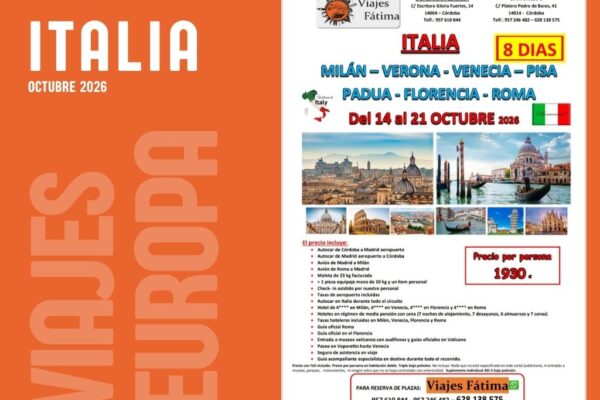 Italia – 14 al 21 de octubre 2026