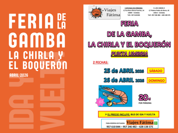 Feria de la Gamba, la Chirla y el Boquerón – 25 de Abril 2026 – 26 de Abril  2026
