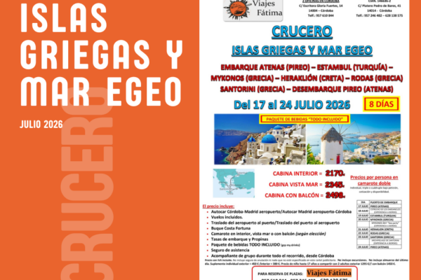 Islas Griegas y Mar Egeo – 17 al 24 de Julio